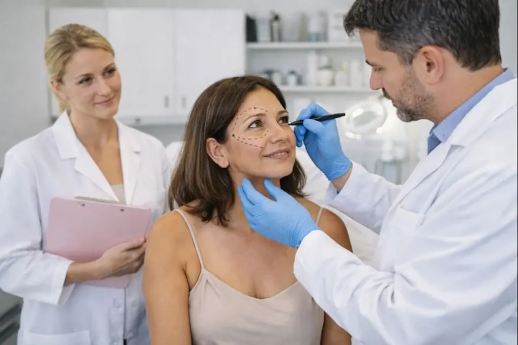 Primera consulta de medicina estética con valoración médica facial personalizada.