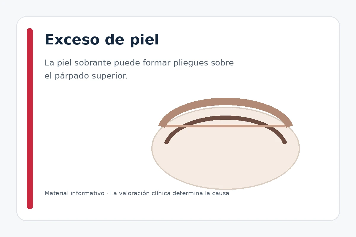 Infografía explicativa sobre el exceso de piel del párpado o dermatocalasia