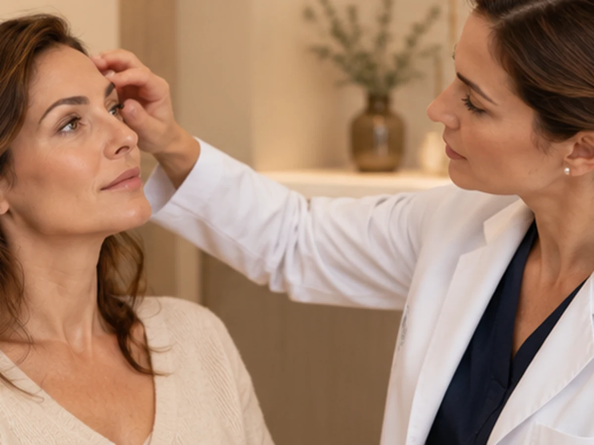 Consulta médica para valorar la zona de las cejas
