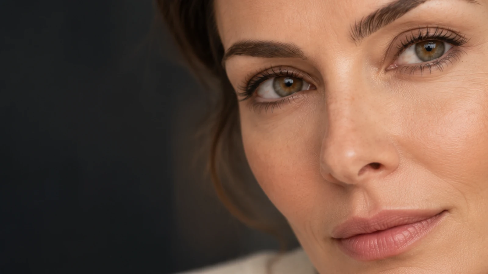 Primer plano de una mirada y las cejas
