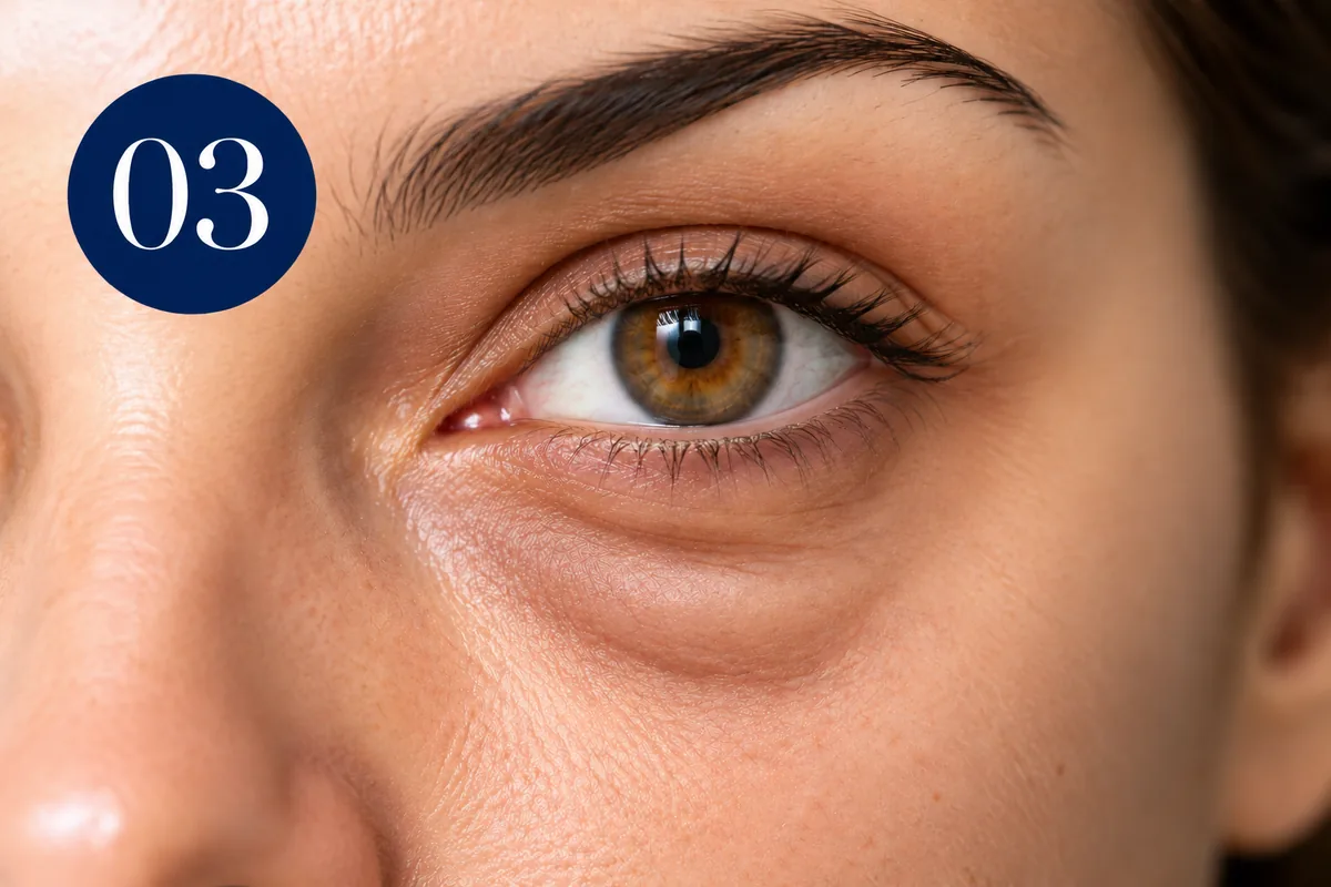 Ojeras hundidas relacionadas con el relieve y el volumen del contorno ocular